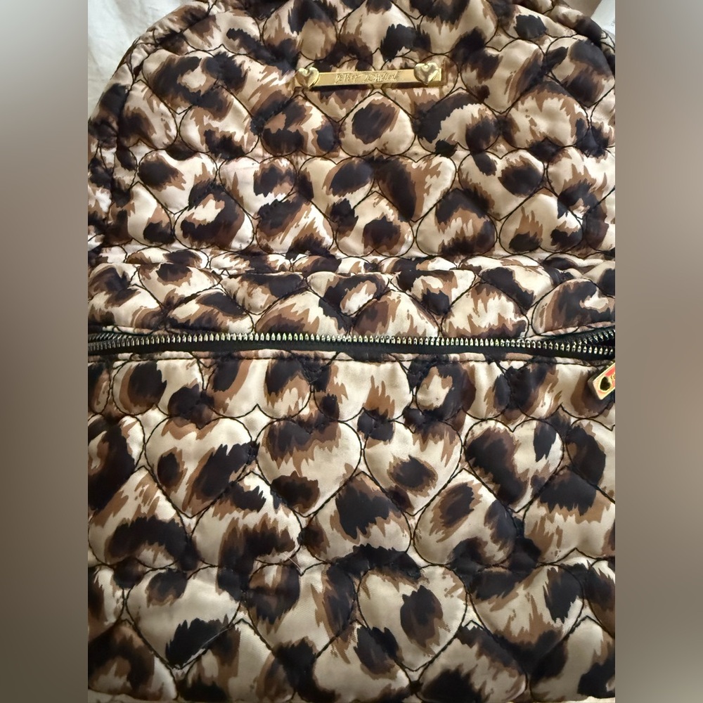 Stylish Leopard Print Quilted Backpack by Betsey Johnson